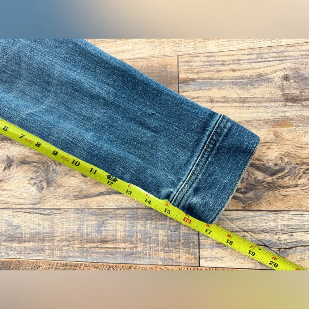 Old Navy Medium Washed Cropped Stretch Denim Trucker's Jacket, Women's Size L - Picture 9 of 13